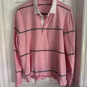 Vineyard Vines Womens Pink Striped Polo Shirt Size XL